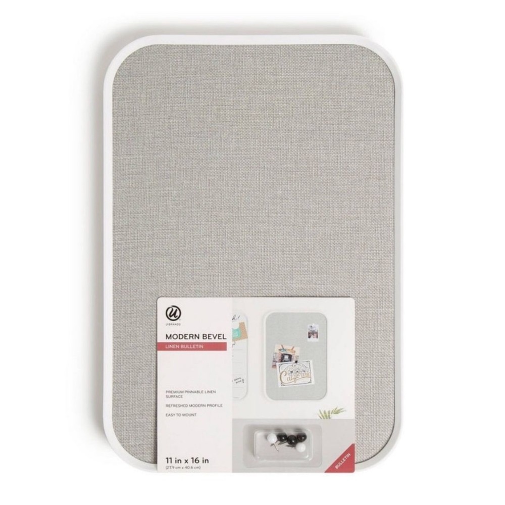 U Brands Modern Bevel Linen Bulletin Board - Gray